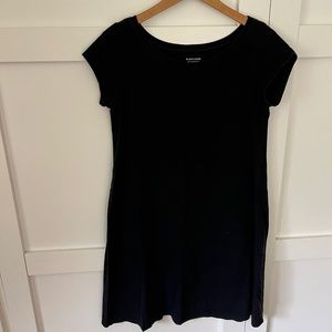 Eileen Fisher Organic Cotton Ballet-Neck Dress, Black, Sz M